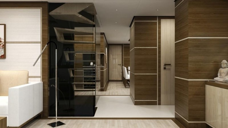 View forward with day head and floating stairs