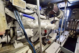 54' Bertram 21 Engine Room 