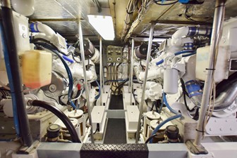 54' Bertram 24 Engine Room 