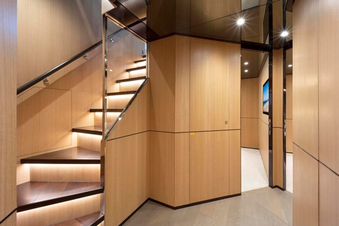 Wood Panels Staircase to Guest Staterooms