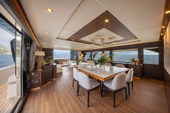 CECILOU 27m Cayman Yacht For Sale Main Salon &amp; Dining