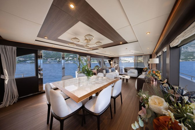 CECILOU 27m Cayman Yacht For Sale Main Salon &amp; Dining
