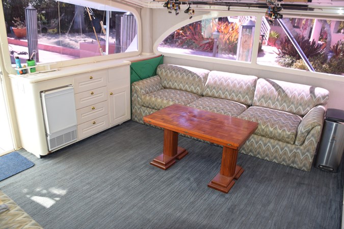 Salon table has opening leaves for dining  