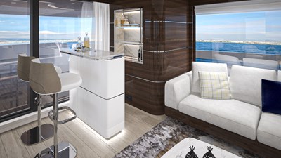 LAZZARA 100 UHV 3 Main Salon Bar Looking Aft To Port