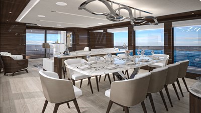 LAZZARA 100 UHV 4 Main Dining Salon Looking Aft To Port
