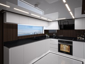 LAZZARA 100 UHV 33 Galley Looking Forward To Port
