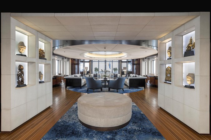 Main salon seating and art display