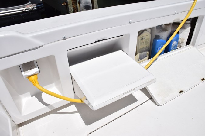 Starboard side fold down cockpit step, 30amp shore power