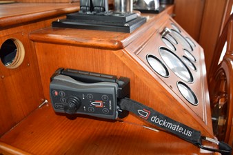 JAMIE LYN 20 1997 Grand Banks Classic boat dashboard with Dockmate control system.
