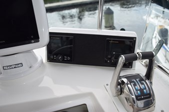 JAMIE LYN 70 Control panel of a 1997 Grand Banks Classic boat with navigation equipment.