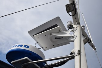 JAMIE LYN 78 Radar and solar panel on 1997 Grand Banks Classic yacht mast.
