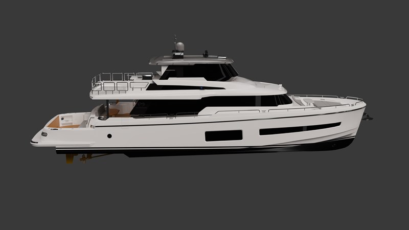 V77s Hull 13 exterior 3D rendering side profile