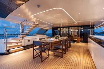 DAYBREAK 29 Bridge Deck Dining Looking Forward 