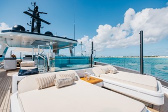 DAYBREAK 37 Sundeck Sunpads Looking Aft To Port 