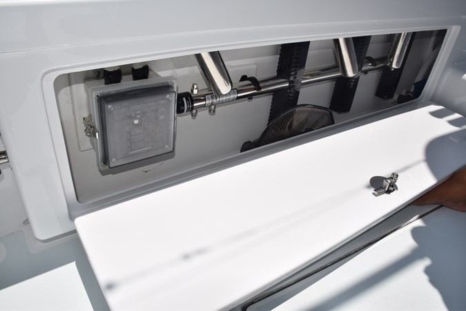 Portside cockpit storage cabinet, Armstrong swim ladder storage