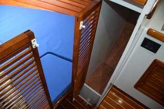 Hanging lockers on either side of berth area