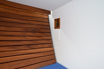 AC duct into berth area and teak hull side cladding