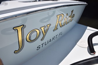 JOY RIDE and top of Armstrong transom bracket