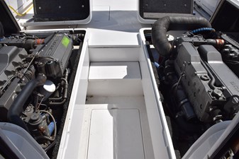Engine hatches up, view looking aft