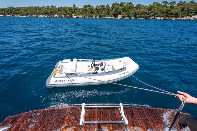 Tender with lowered swim platform