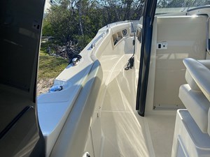 UNPLUGGED 4 2023 Boston Whaler 350 Realm boat interior with sleek seating and modern design.