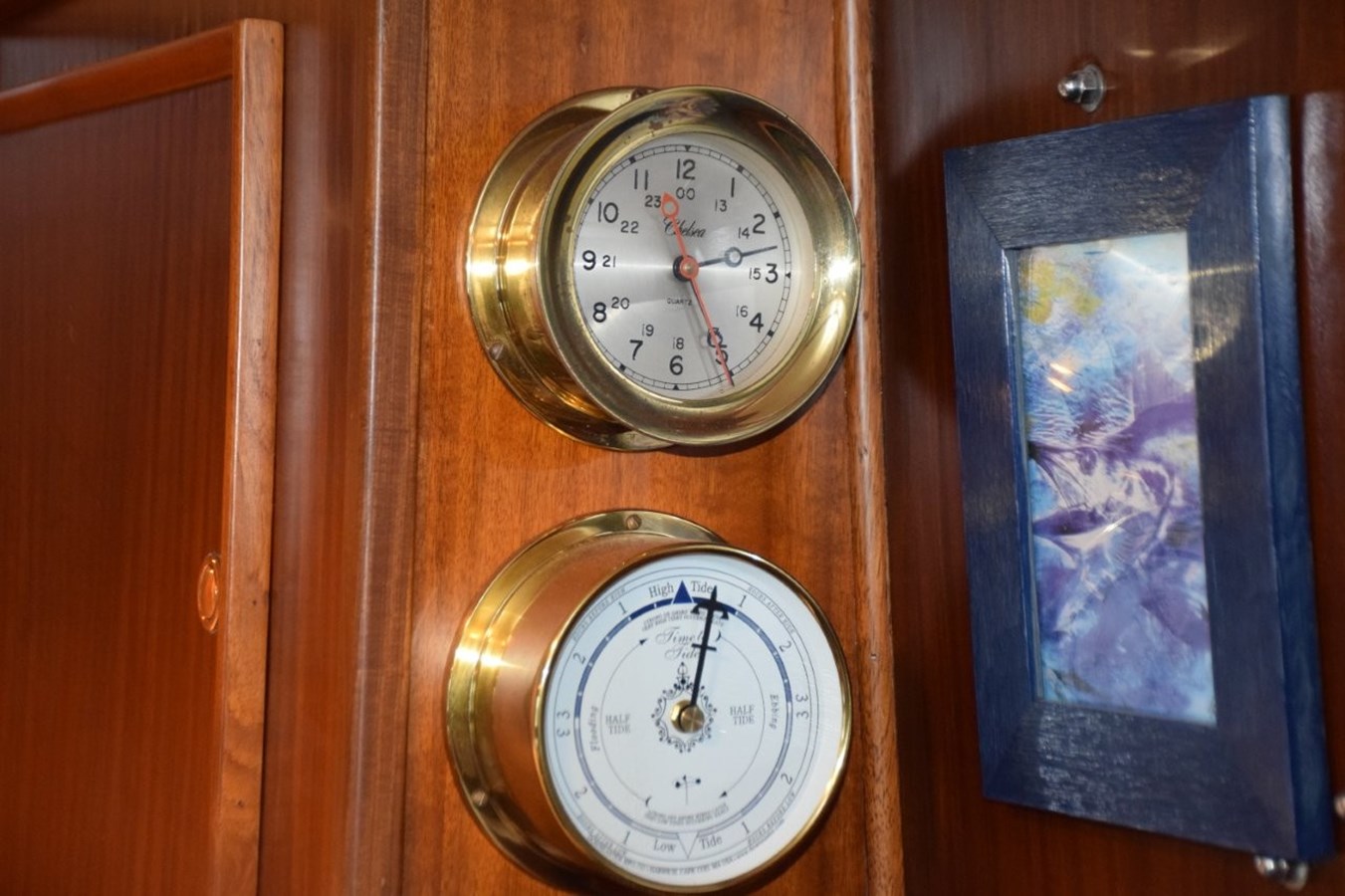 Brass clock and barometer