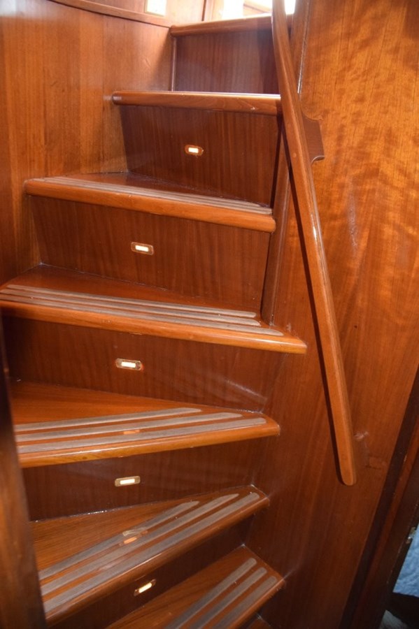 Stairs down to the stateroom level