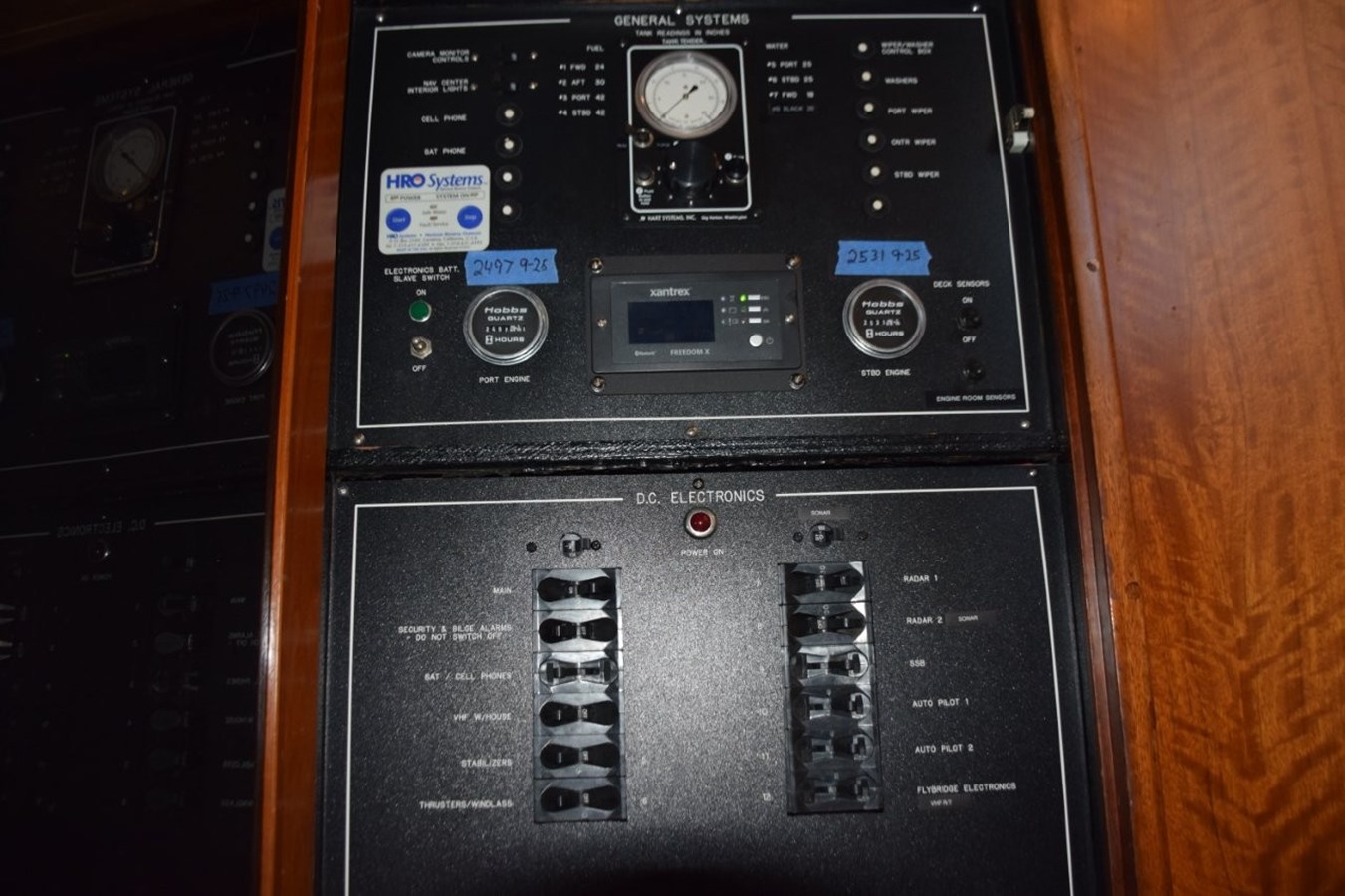 One of the pilorhouse electrical circuit breaker panels