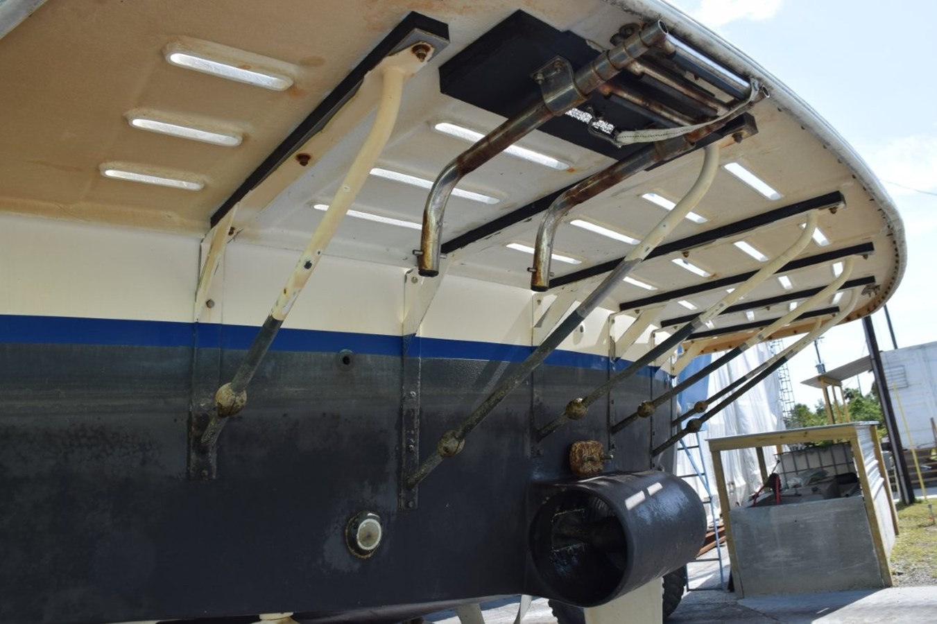 Fiberglass swim platform, fold up swim ladder, stern thruster and underwater light