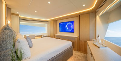 Horizon FD80 Hull 19 Master Stateroom with TV.