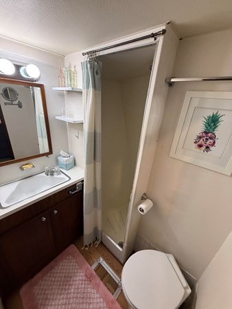 Lanai guest head with vanity, sink and shower