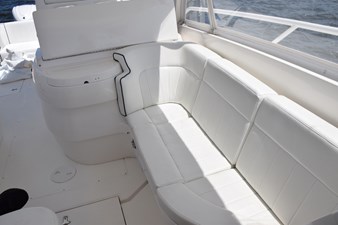 Port side lounge ahead of helm console