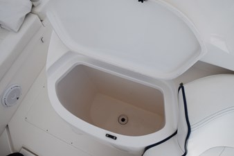 Drink cooler on front of helm console