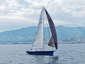 Aminika 3 Profile under sail, Italian Riviera